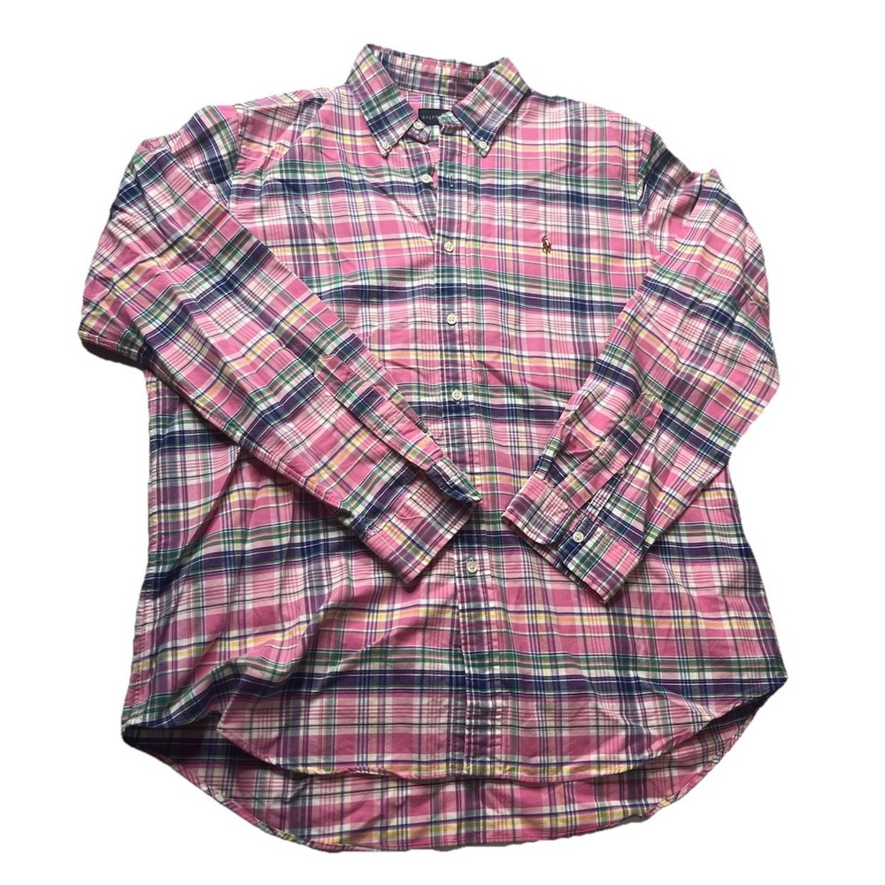 Ralph Lauren Pink Plaid Button Down Shirt Size xL